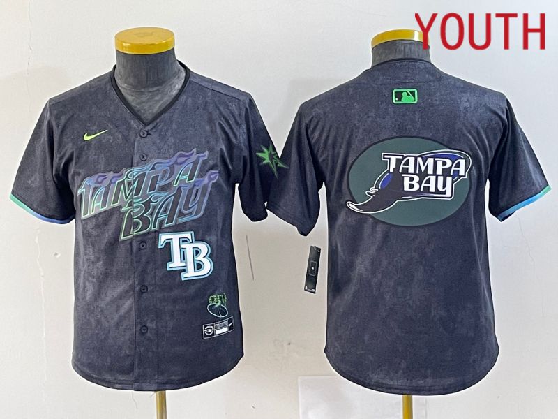Youth Tampa Bay Rays Blank Nike MLB Limited City Connect Black 2024 Jersey style 3->youth mlb jersey->Youth Jersey